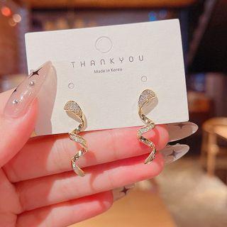 Helical Rhinestone Alloy Dangle Earring 1 Pair - E3359 - Gold - One Size