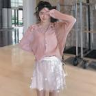Set: Long-sleeve Top + Spaghetti Strap Top + Sequin Mini A-line Skirt