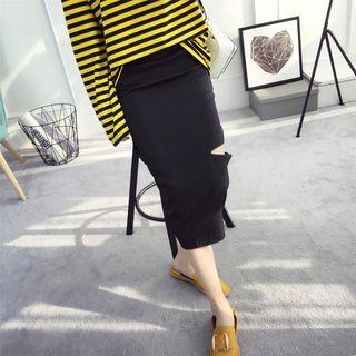 Ripped Midi Skirt
