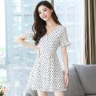 Short-sleeve Polka Dot A-line Mini Dress