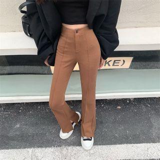 Plain Slim-fit Boot Cut Pants