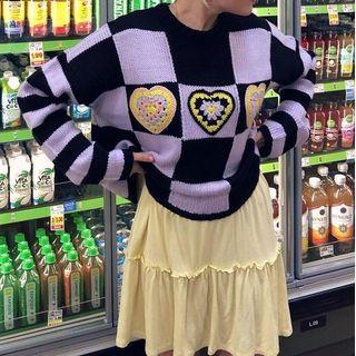 Plaid Heart Print Sweater