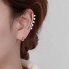 Rhinestone Faux Pearl Alloy Cuff Earring 1 Piece - Left - Cuff Earring - Rhinestone - Silver - One Size
