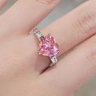 Heart Rhinestone Alloy Open Ring Ly2645 - Ring - Pink & Silver - One Size
