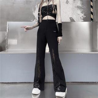 High-waist Lace Panel Boot-cut Pants
