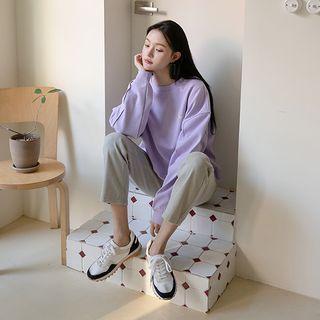 Letter-embroidered Seam-trim Pullover