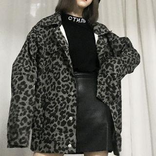 Leopard Print Button Jacket