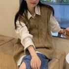 Cable Knit Sweater Vest / Long-sleeve Shirt