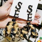 Leopard Print Fabric Petal Lettering Dangle Earring 1 Pair - As Shown In Figure - One Size