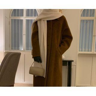 Single-breasted Woolen Long Coat One Size