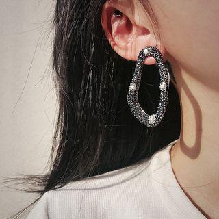Faux Pearl Rhinestone Irregular Hoop Earring