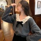 Lace Trim Sweater / Midi A-line Skirt