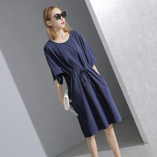 Drawstring-waist Midi Dress