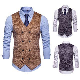 Animal Print Double Breasted Vest