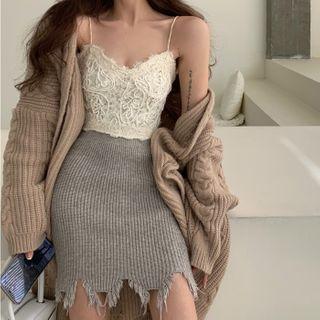 Cardigan / Knit Mini Skirt
