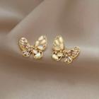Butterfly Faux Cat Eye Stone Alloy Earring 1 Pair - Earrings - Gold - One Size