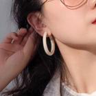 Acetate Open Hoop Earring Silver Needle - Hoop Earring - Light Brown - One Size
