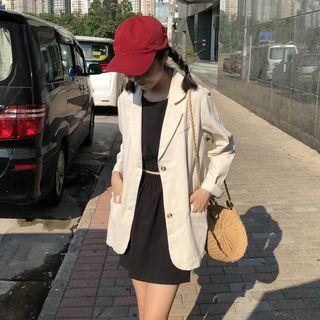 Set: Plain Open Back Tank Top + Skirt / Plain Blazer