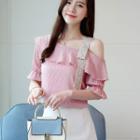 Off Shoulder Short-seeve Chiffon Top