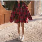 Plaid Boxy Pullover Plaid - Red - One Size