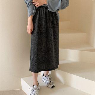 Plus Size Band-waist Ribbed Long Skirt