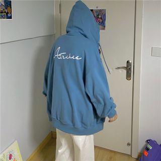 Long Sleeve Lettering Zip Hoodie
