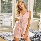Tie-shoulder Drawstring Sleeveless Playsuit