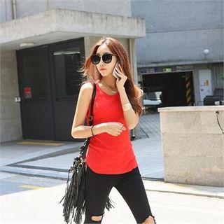 Set Of 2: Round-hem Colored Tank Top