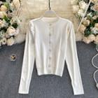 Plain Princess Sleeve Knit Jacket White - One Size