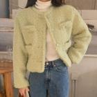 Faux Shearling Jacket Light Green - One Size