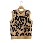 Leopard Print Knit Vest Leopard Print - Free Size