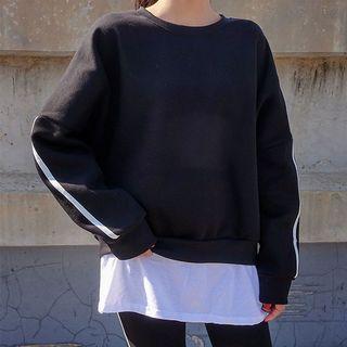 Pipe-trim Layered-hem Pullover