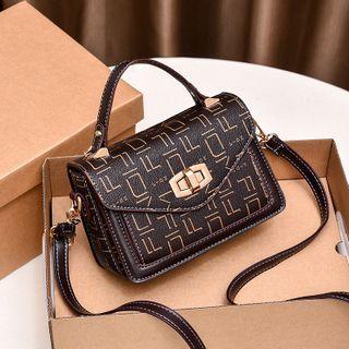 Top Handle Print Flap Crossbody Bag