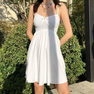 Spaghetti Strap Ribbon Accent A-line Dress