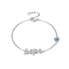 925 Sterling Silver Alphabet Bracelet With Austrian Element Crystal Silver - One Size