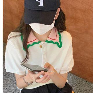 Color-block Button-up Polo Shirt