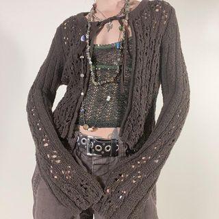 Long Sleeve Crochet Crop Cardigan
