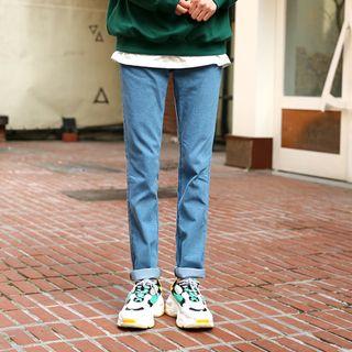 Button-front Tapered Jeans