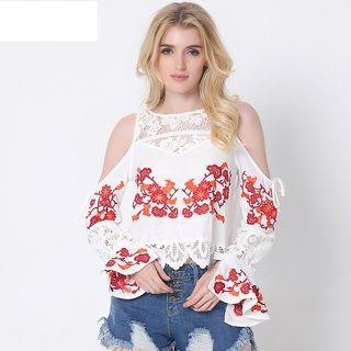 Shoulder Cut Out Long-sleeve Top