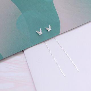Butterfly Strap Earring 1 Pair - White - One Size