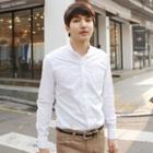 Mandarin-collar Cotton Shirt