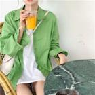 Plain V-neck Short-sleeve T-shirt / Long-sleeve Loose-fit Shirt