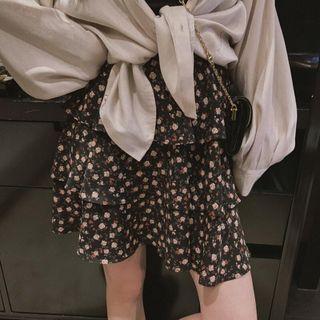 Floral Layered Mini A-line Skirt