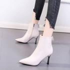 Faux Leather Spool-heel Ankle Boots