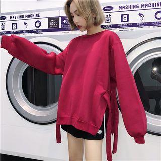 Long Sleeve Side-slit Sweatshirt