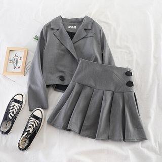 Set: Cropped Blazer + Pleated Skirt