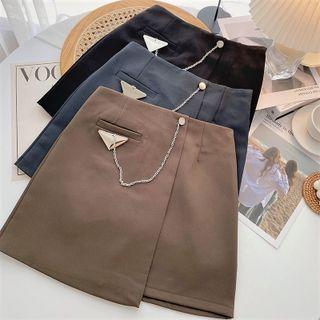 Faux Leather Asymmetrical High-waist Skirt