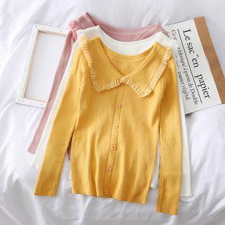 Peter Pan-collar Ruffled-trim Knit Top