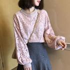 Lace Lantern-sleeve Pullover