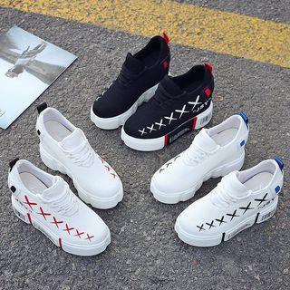 Print Platform Hidden Wedge Sneakers